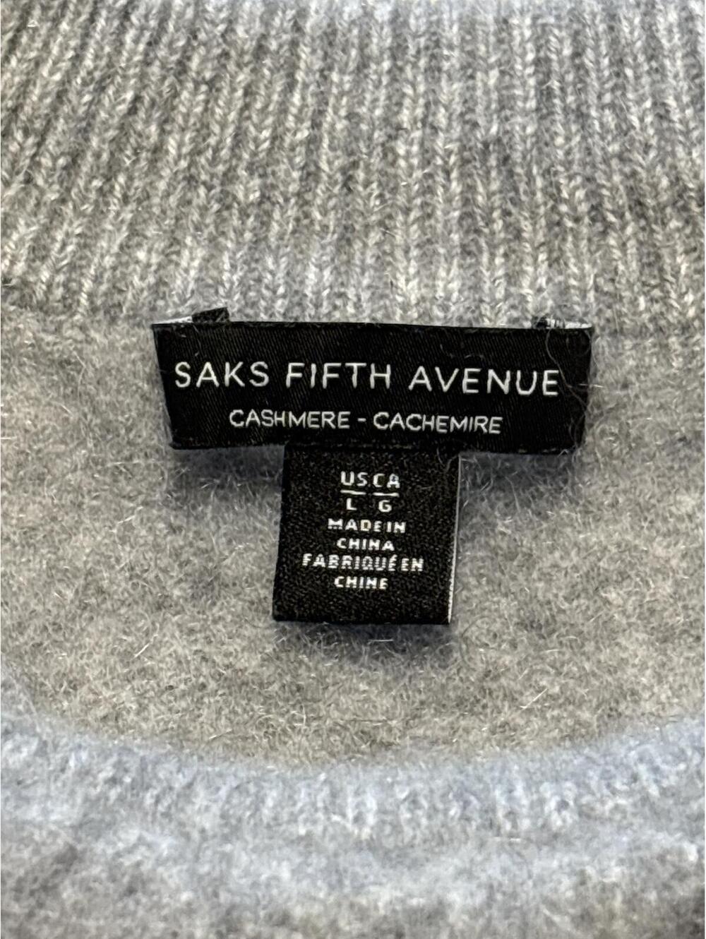 Saks Fifth Avenue Gray Cashmere Sweater Size Large 10 12 Girls Kids youth soft - Picture 2 of 3